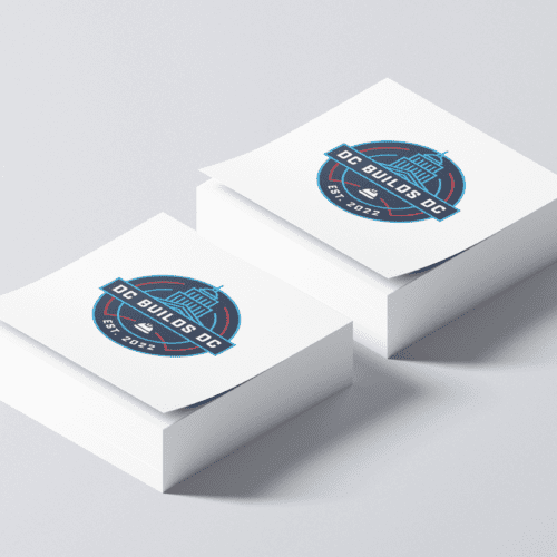 business cards with DC Builds DC logo