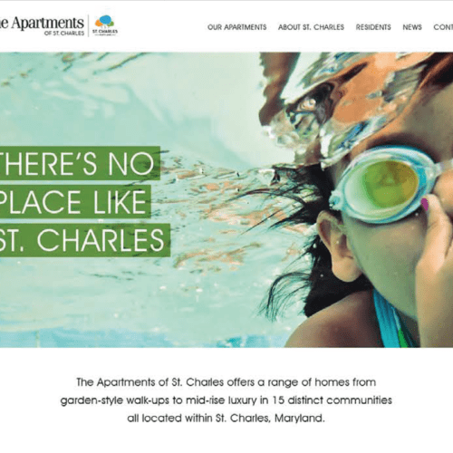 screenshot of The Apartments of St Charles website home page
